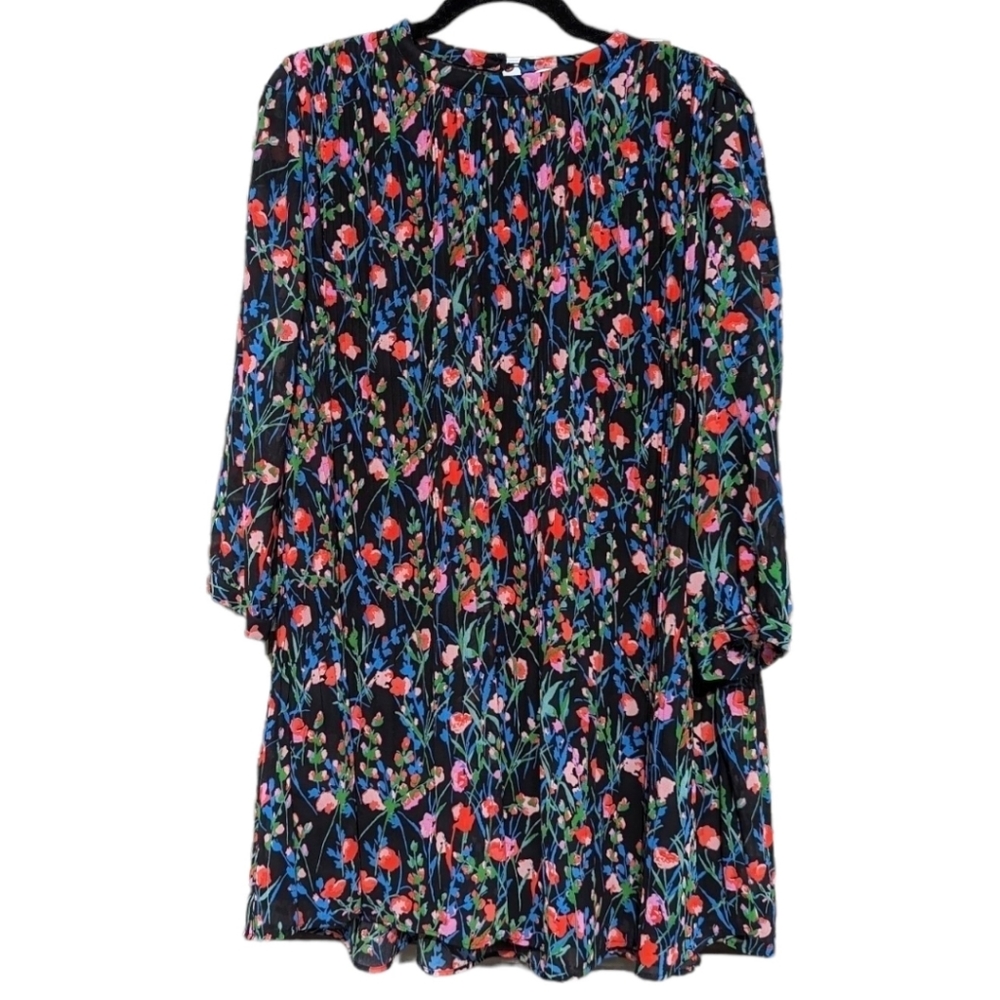 ZARA Floral Annie Long Sleeve Pleated Mini Dress